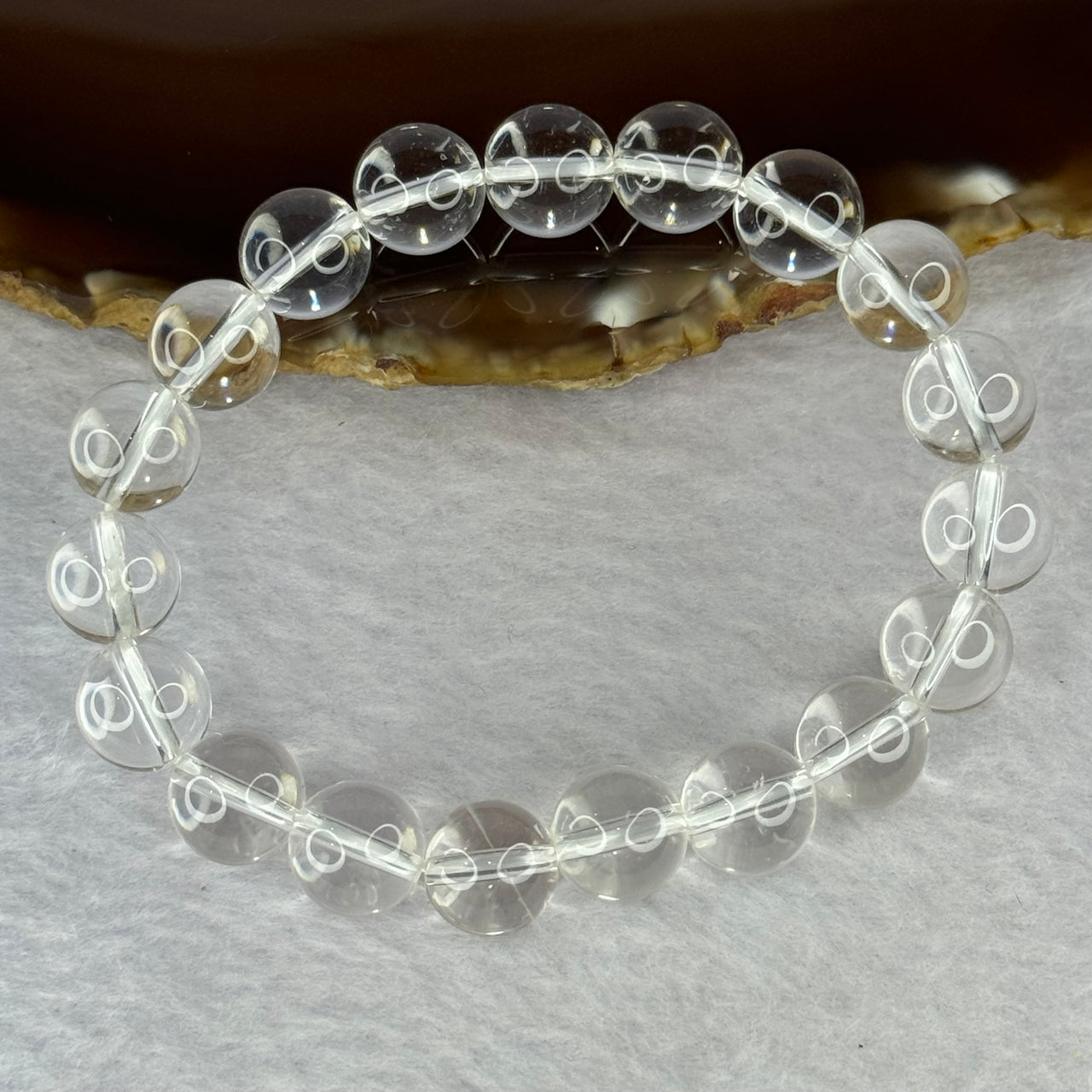 Natural Clear Quartz Bracelet 天然白水晶手链 30.71g 17cm 10.6mm 19 Beads