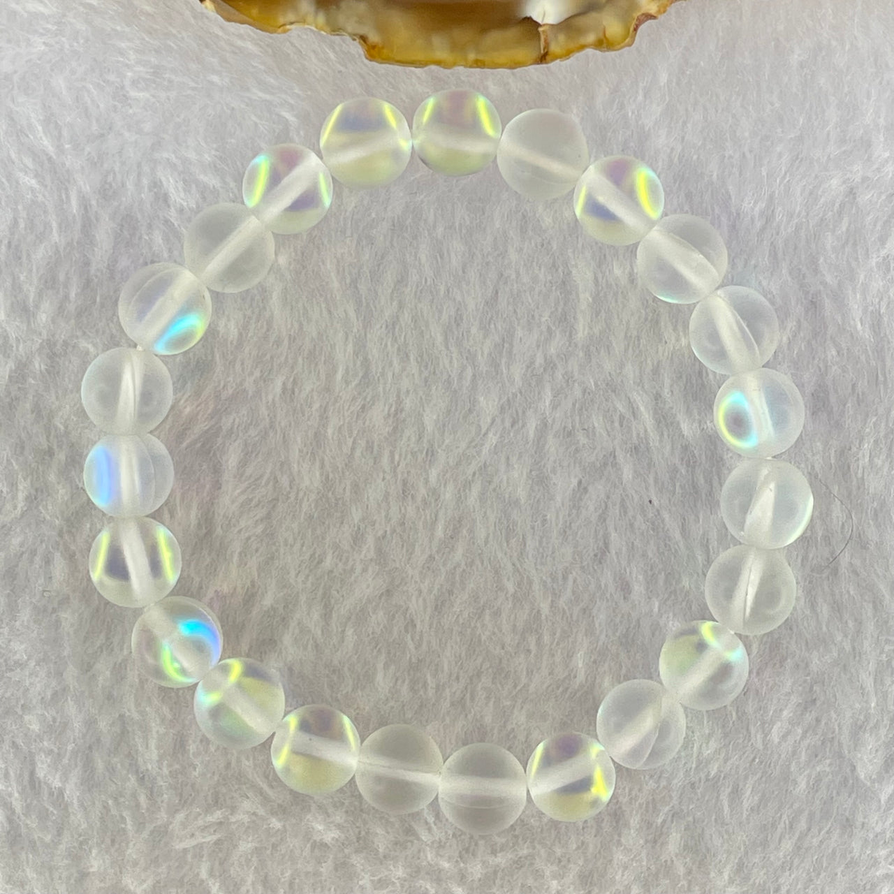 White Blue Yellow Liuli Crystals Beads Bracelet 18.62g 16cm 8.7mm 23 Beads