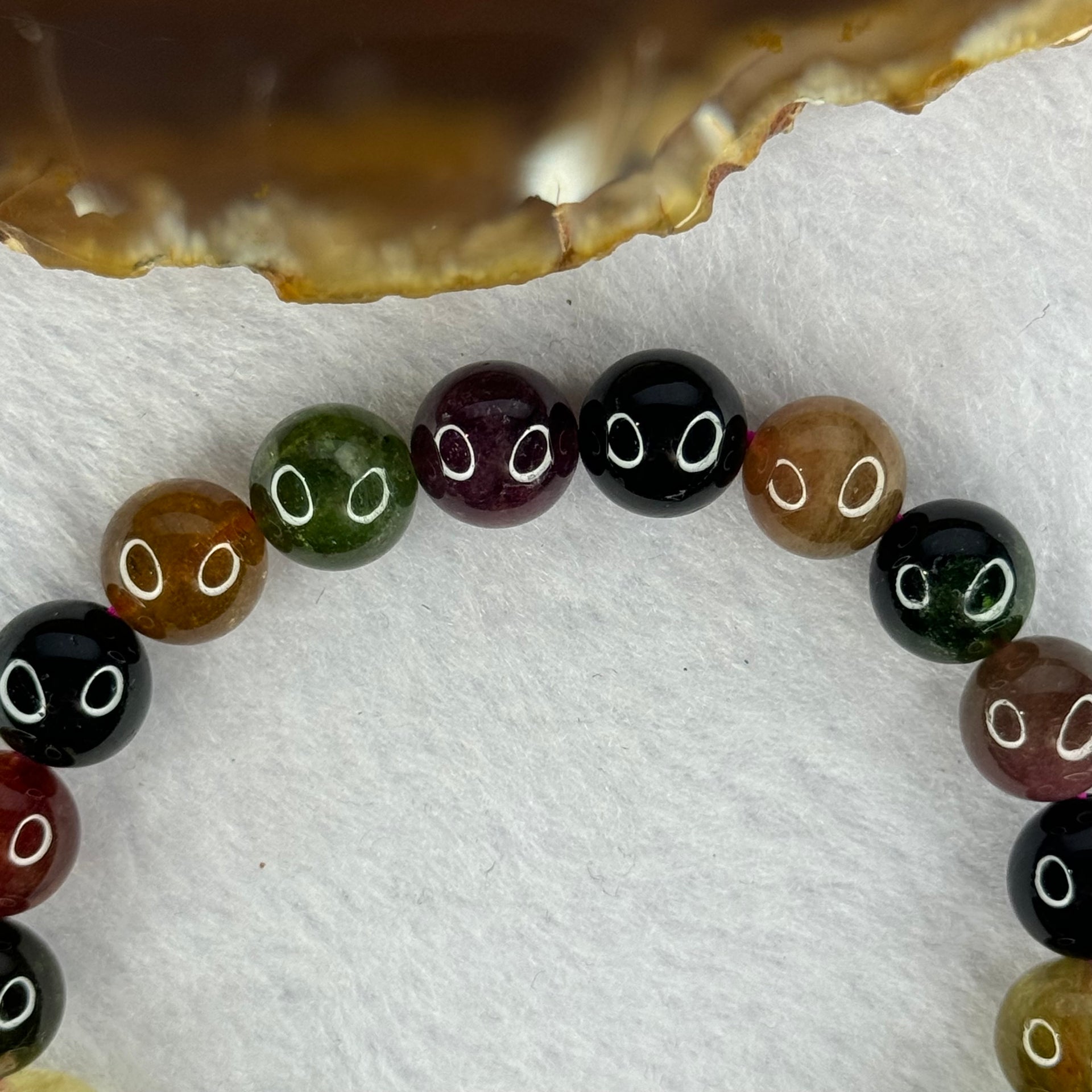 Good Grade Natural Tourmaline Beads Bracelet 好的天然碧玺珠手链 29.33g 16.5cm 9.9mm 20 Beads - Huangs Jadeite and Jewelry Pte Ltd