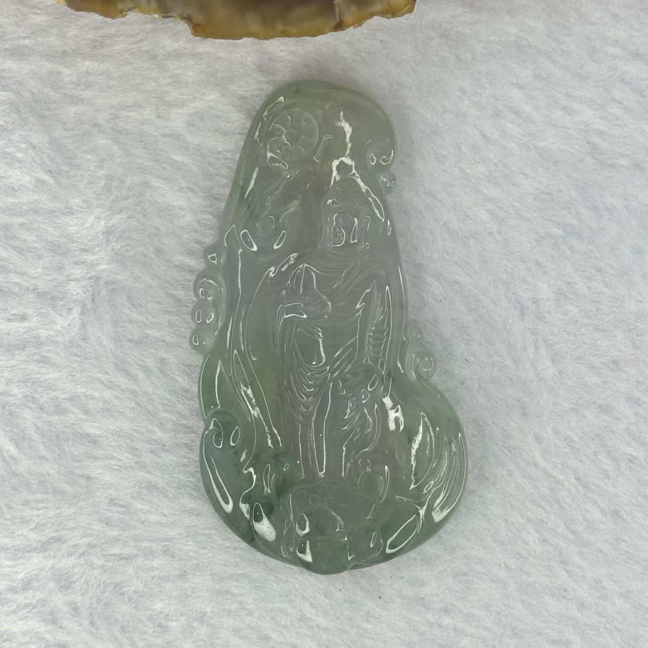 Certified Grandmaster Type A Icy Jelly Green Lavender Piao Hua Jadeite Buddha Pendent 18.65g 56.8 by 30.7 by 5.8mm - Huangs Jadeite and Jewelry Pte Ltd