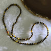 Natural Dark Brown Flower Amber Beads Elastic Necklace 8.02g 50cm 5.4mm 105 Beads