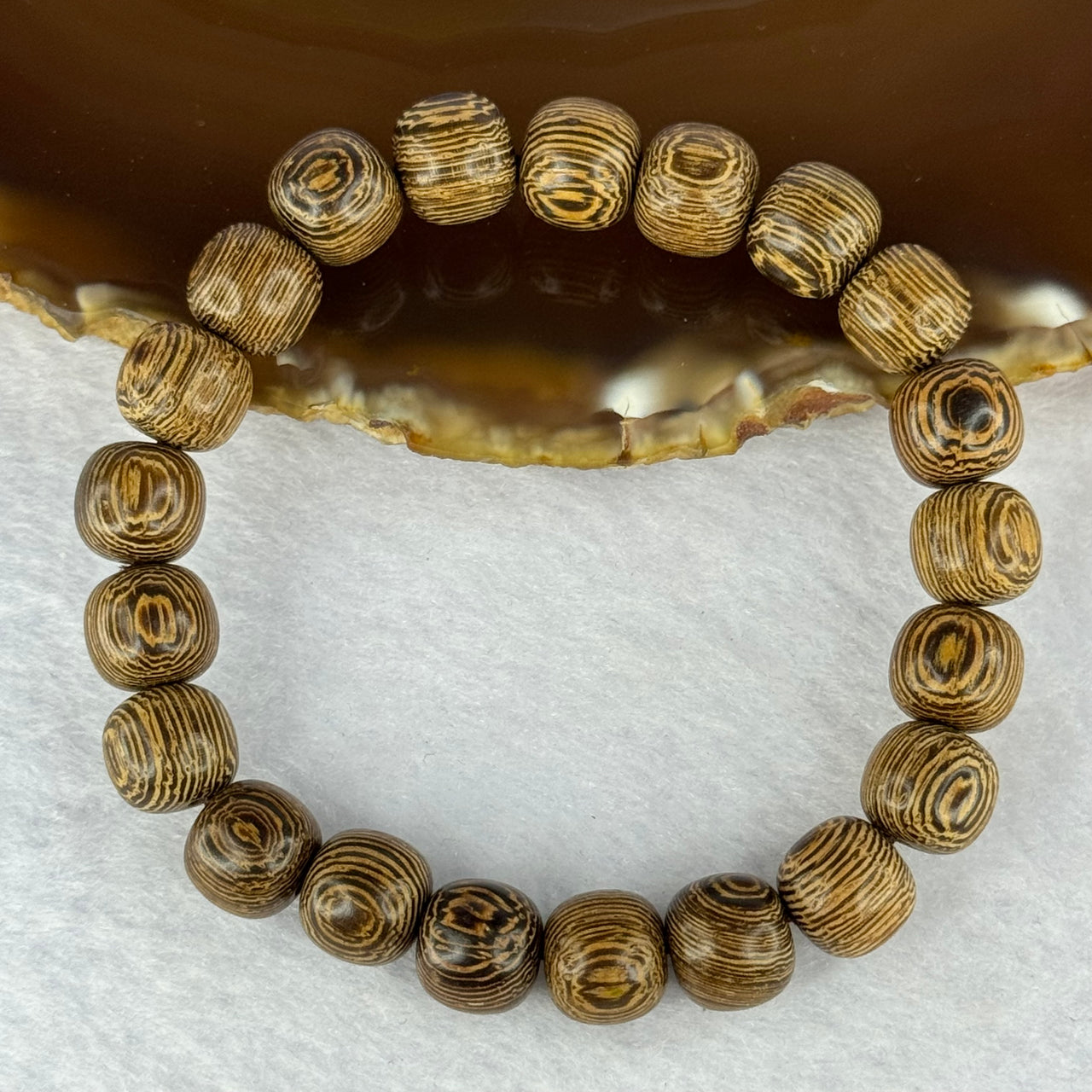 Natural Wenge Wooden Beads Bracelets 天然鸡翅木手链 9.34g 16.5cm 9.8mm 21 Beads - Huangs Jadeite and Jewelry Pte Ltd