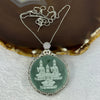 Type A Blueish Green Jadeite Guan Yin S925 Sliver Pendent with Crystals in Sliver Necklace 15.78g 37.6 by 2.0mm