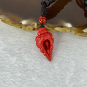 Natural Red Cinnabar Snail Shell with Buddha 7.55g 25.6 by 14.4 by 13.5mm - Huangs Jadeite and Jewelry Pte Ltd