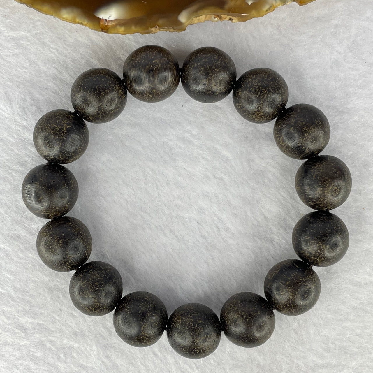 Natural Old Wild Indonesia Agarwood Beads Bracelet (Sinking Type) 天然老野生印尼沉香珠手链t 22.94g 13.7mm 15 Beads - Huangs Jadeite and Jewelry Pte Ltd