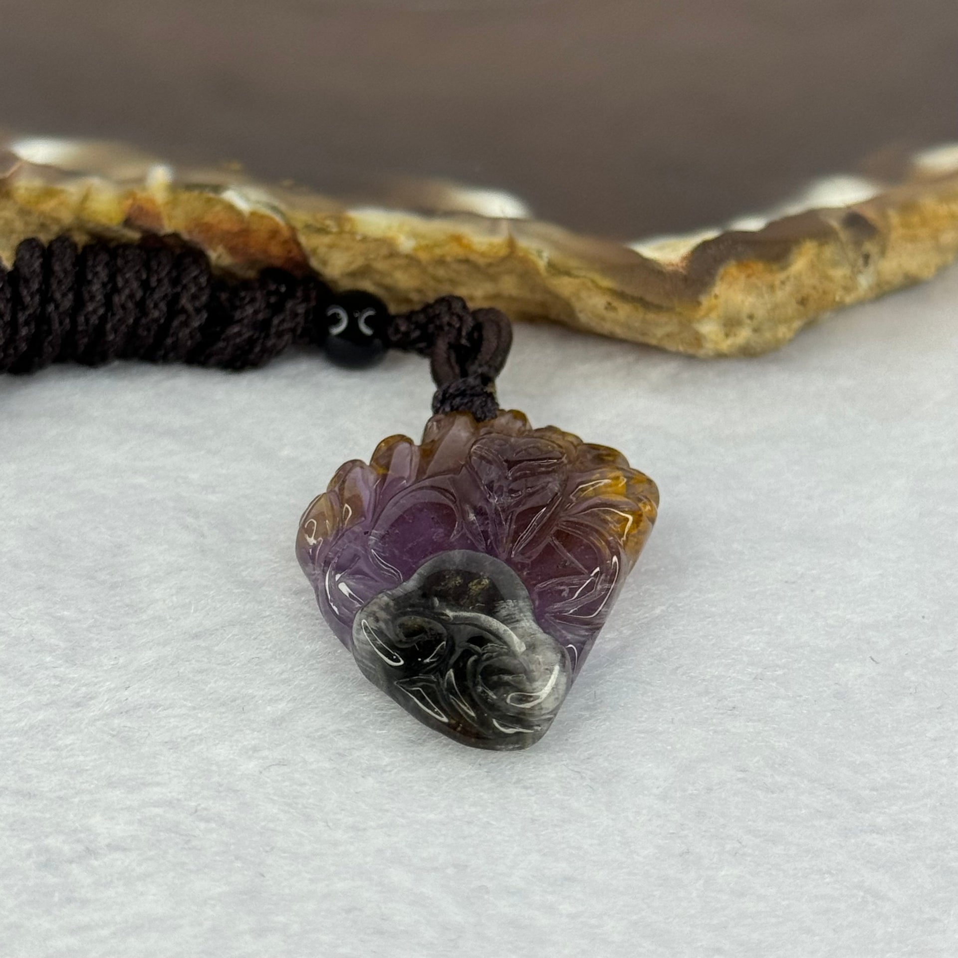 Natural Auralite 23 Nine Tail Fox Pendent 天然极光23九尾狐牌 8.32g 33.4 by 23.8 by 8.4mm - Huangs Jadeite and Jewelry Pte Ltd