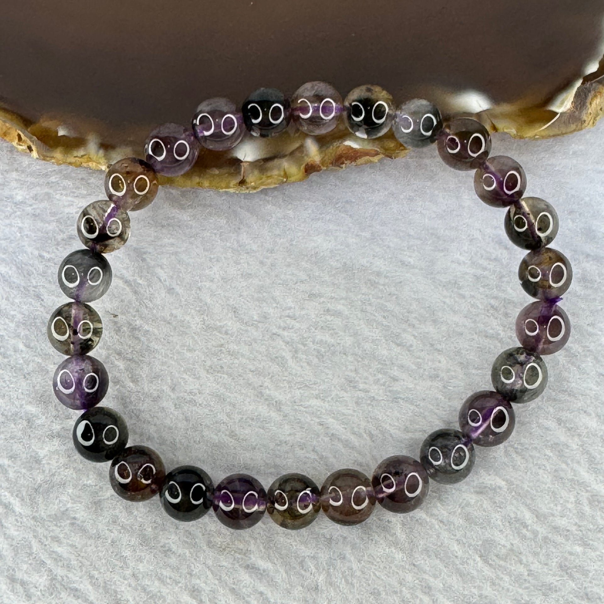 Natural Auralite Crystal Bracelet 极光手链 13.41g 7.2 mm 26 Beads - Huangs Jadeite and Jewelry Pte Ltd