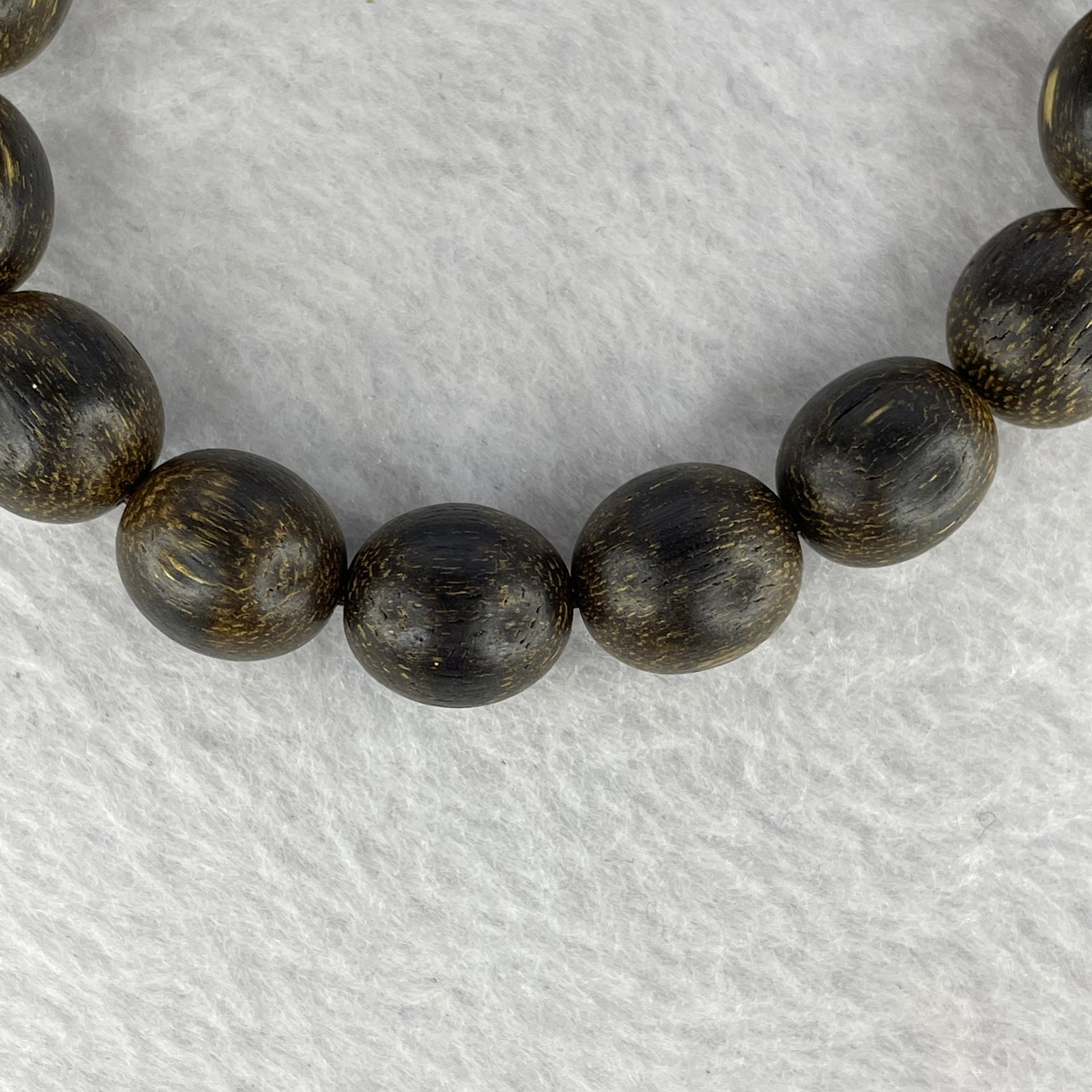 Natural Old Wild Malaysia Agarwood Oval Beads Bracelet (Sinking Type) 天然老野生马来西亚沉香手链 19.18g 18cm 12.7mm 15 Beads - Huangs Jadeite and Jewelry Pte Ltd