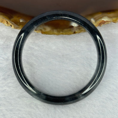 Type A Highly Translucent Black Grey Wuji Jadeite Baby Bangle 12.29g Internal Diameter 36.6mm 7.2 by 5.4mm