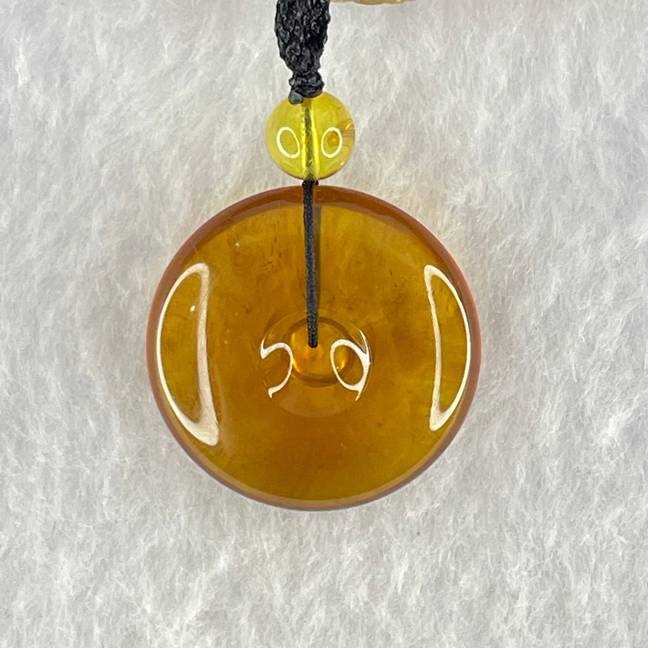 Natural Cognac Amber Ping An Kou Donut Pendant 3.48g 24.3 by 7.4mm