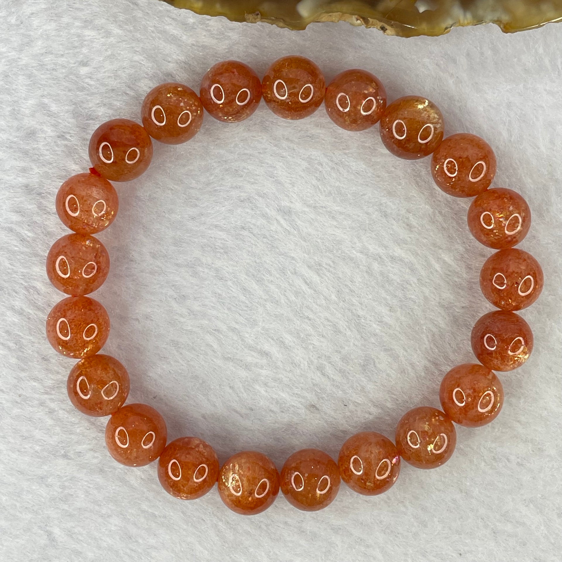 Good Grade Natural Sunstone, Heliolite and Aventurine Feldapar Beads Bracelet 天然金太阳日光石珠手链 21.87g 16 cm 9.1 mm 21 Beads - Huangs Jadeite and Jewelry Pte Ltd