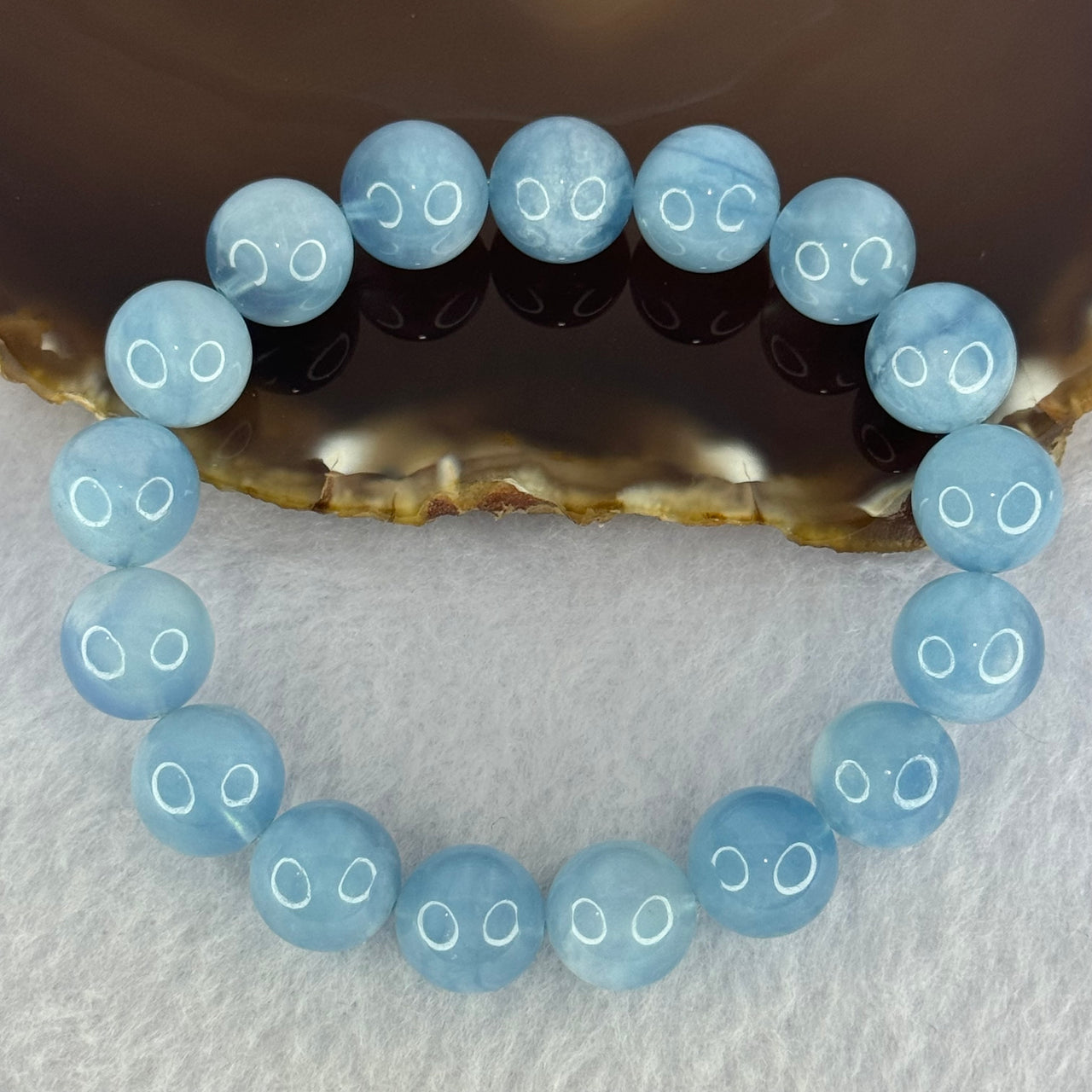 Natural Aquamarine Beads Bracelet 42.45g 18cm 12.2mm 17 Beads