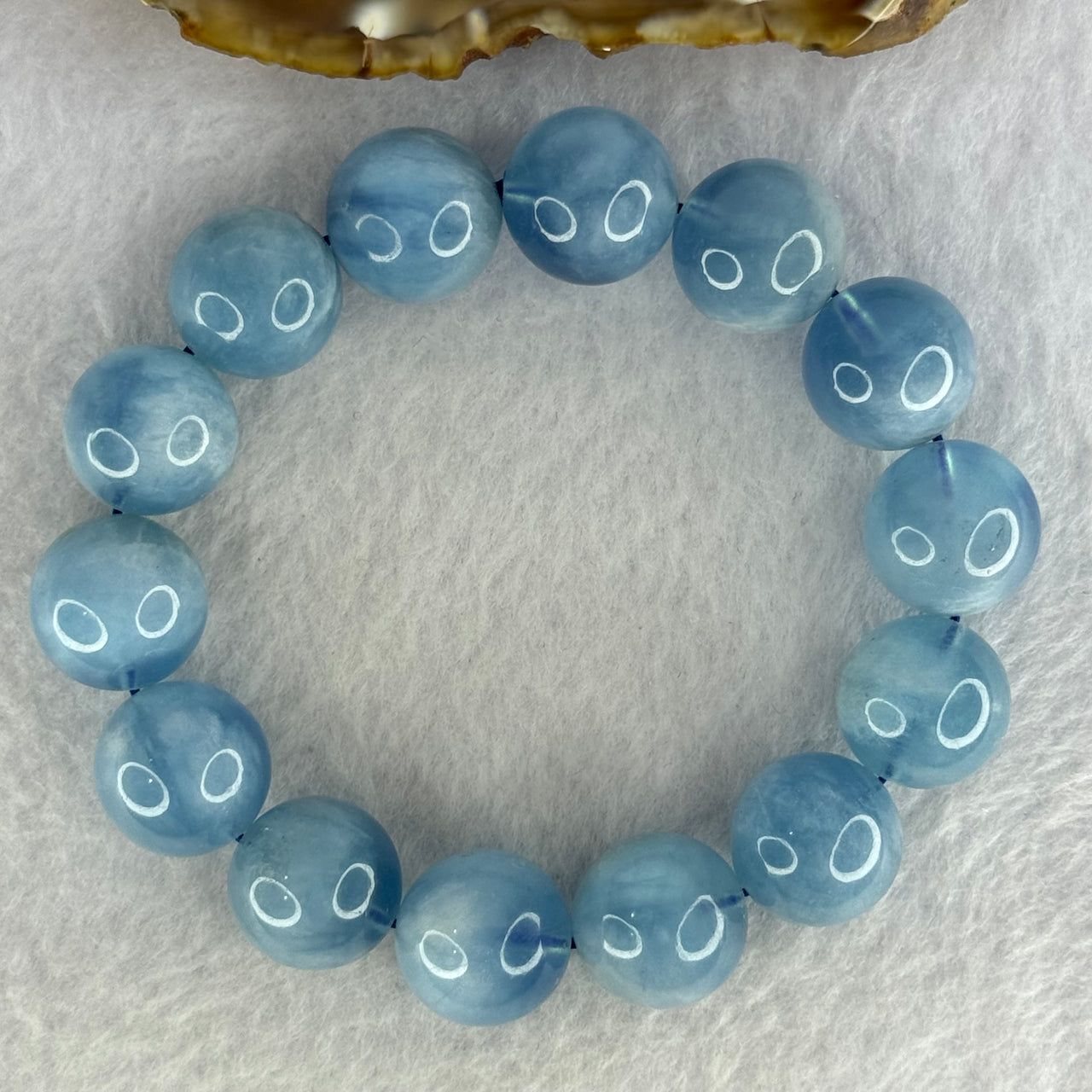 Natural Aquamarine Beads Bracelet 76.54g 19cm 15.9mm 14 Beads