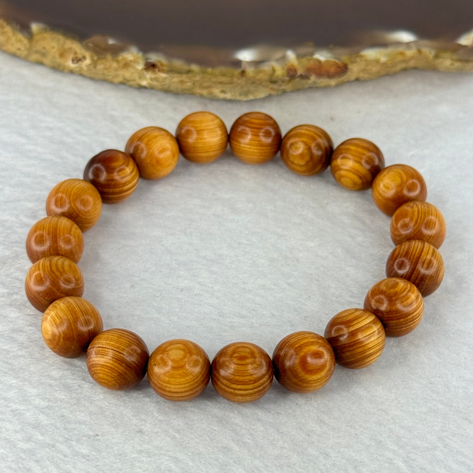 Natural Old Yabai Thuja Wood Beads Bracelet 老树崖柏手链 9.11g 16.5cm 10.1mm 19 Beads - Huangs Jadeite and Jewelry Pte Ltd