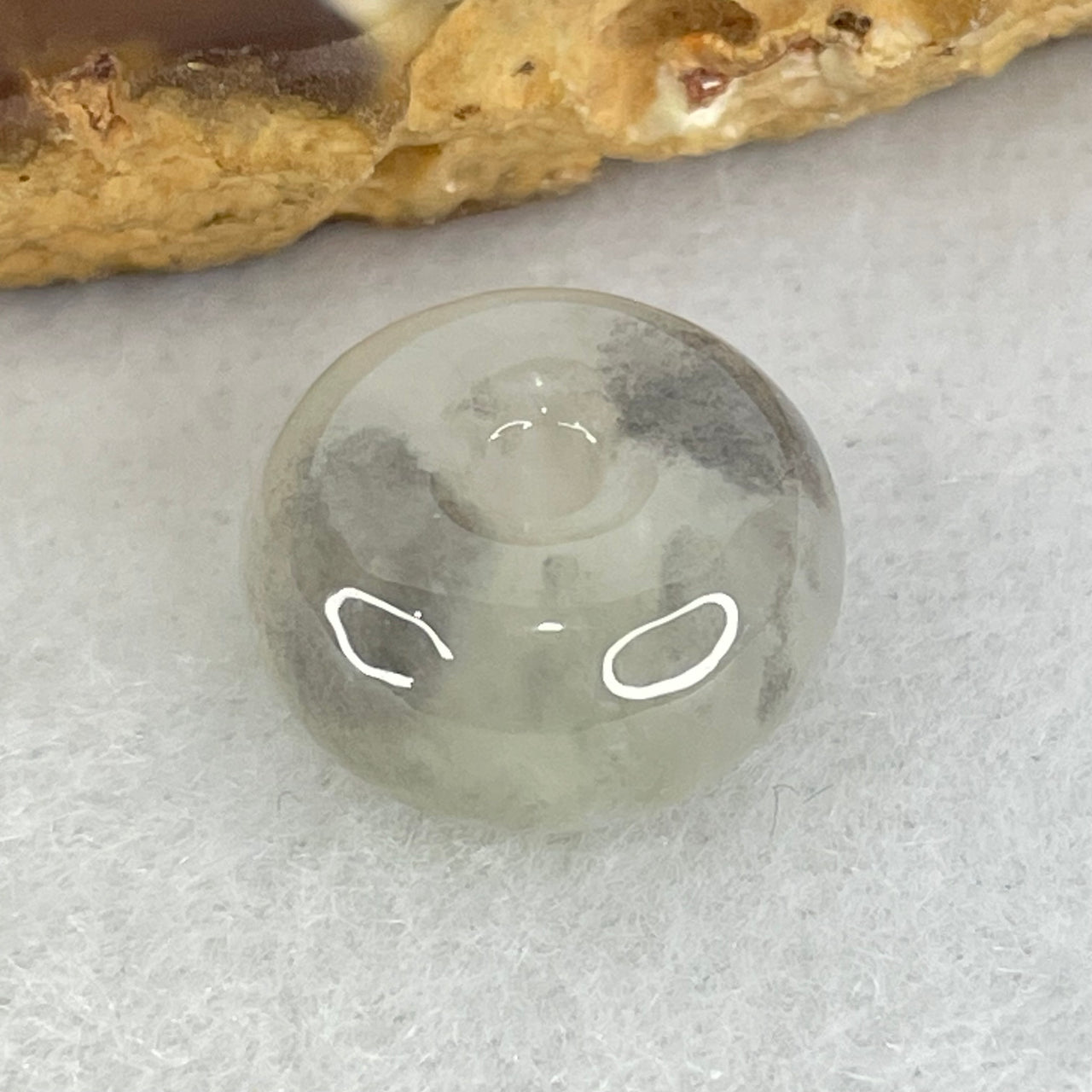 Type A Wuji Grey Jadeite Ping An Kou Donut Charm Pendant 2.87g 13.8 by 7.5mm