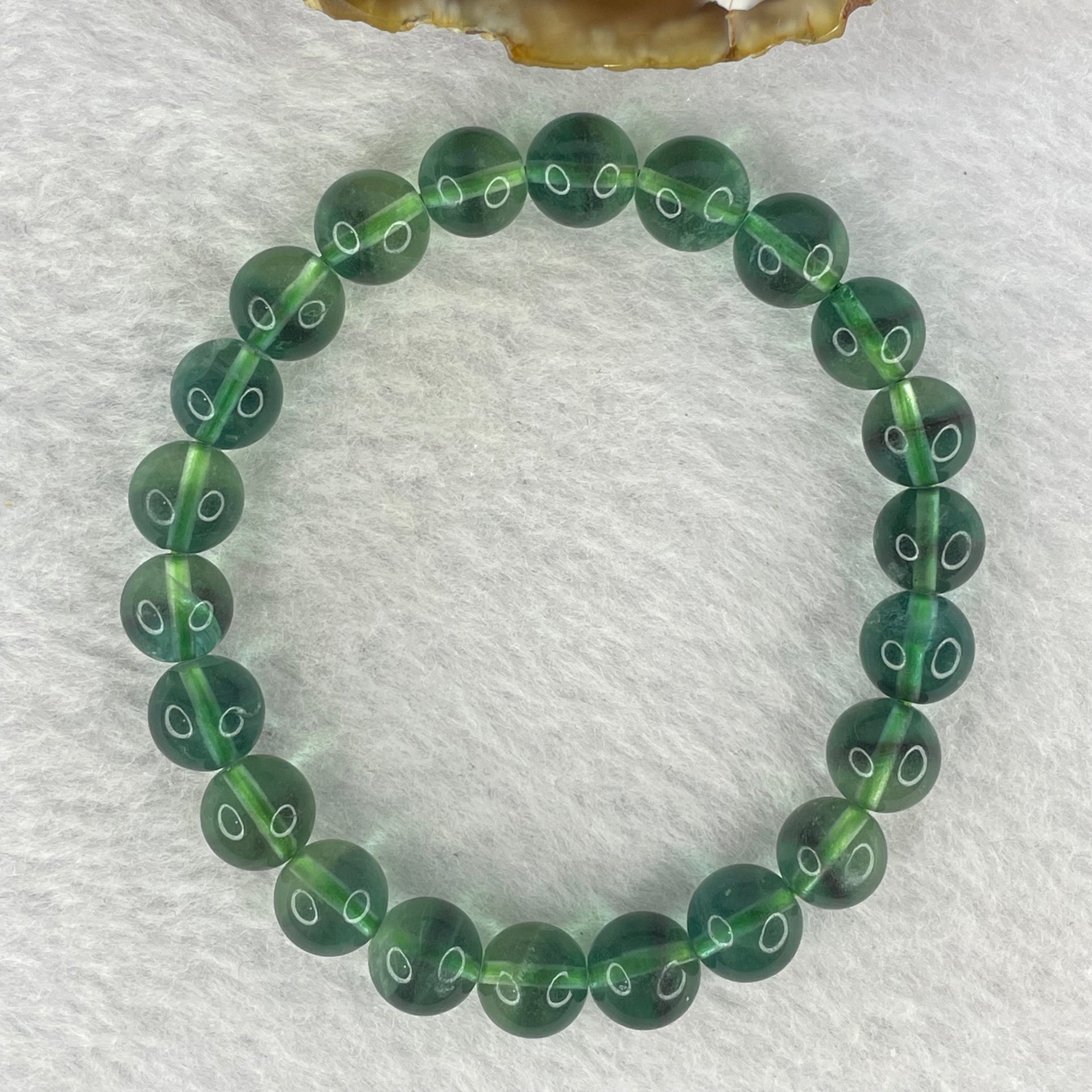 Natural Green Fluorite Beads Bracelet 24.15g 8.8mm 22 Beads - Huangs Jadeite and Jewelry Pte Ltd