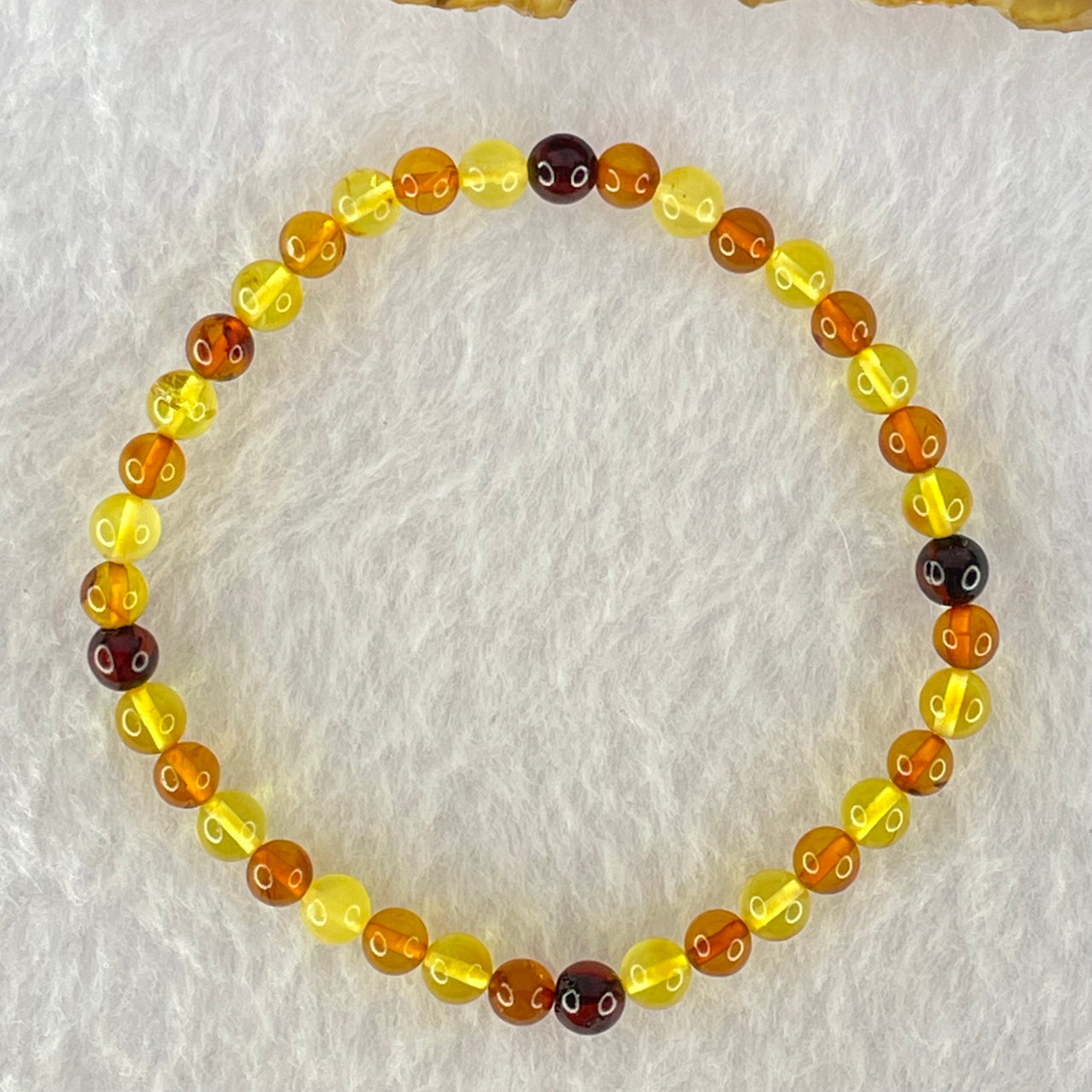 Natural Mixed Color Amber Beads Bracelet 2.52g 16.5cm 5.2mm 38 Beads