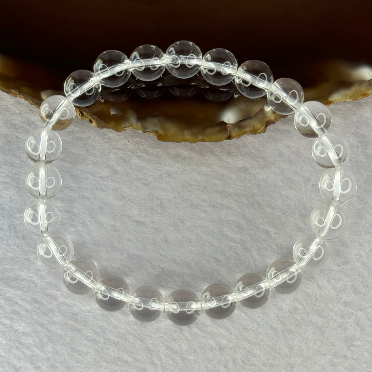 Natural Clear Quartz Bracelet 天然白水晶手链 18.70g 16.5cm 8.4mm 24 Beads