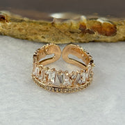 Cubic Zirconia Crystals in Sliver Rose Gold Colour Ring 2.79g 4.6 by 1.6 by 1.2mm - Huangs Jadeite and Jewelry Pte Ltd