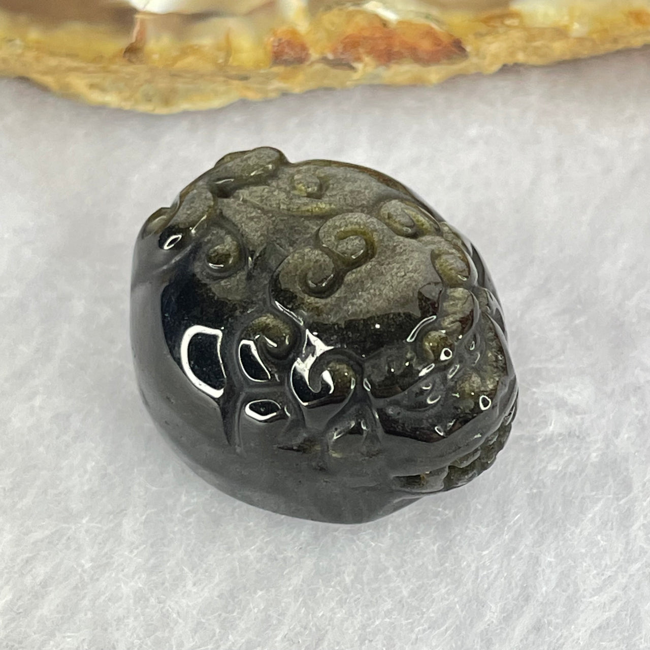 Natural Black Obsidian Pixiu Charm 11.31g 25.2 by 21.3 by 16.1mm