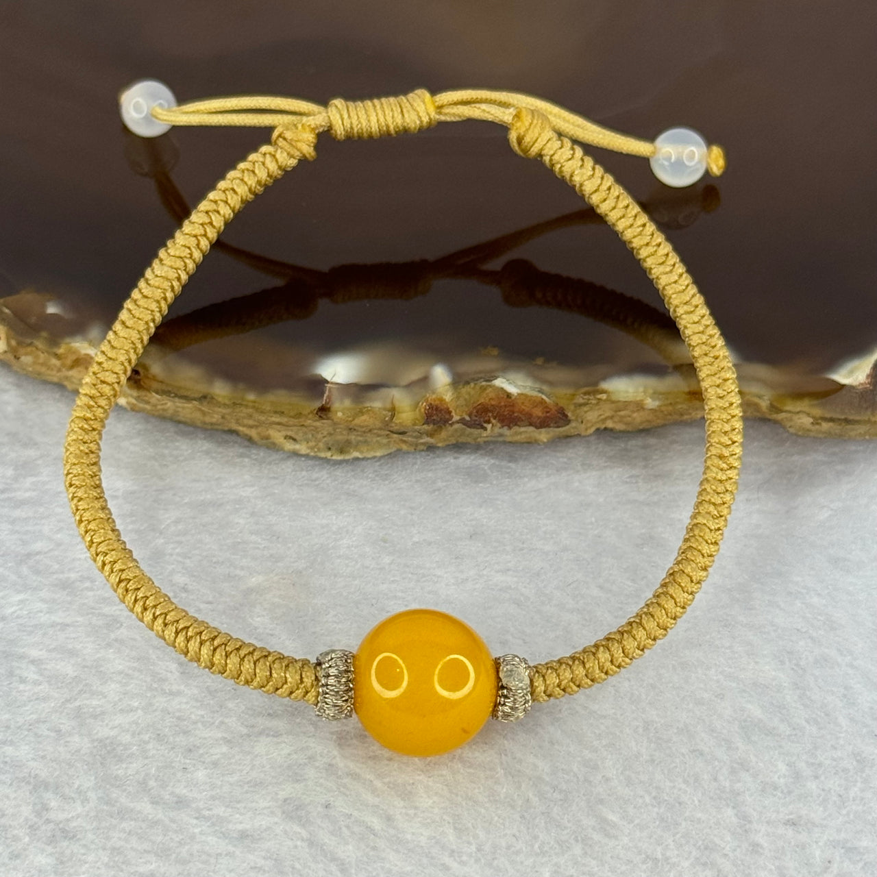 Natural Butterscotch Amber Bead String Bracelet 天然琥珀蜜蜡手链 2.48g 14.5cm 12.1mm