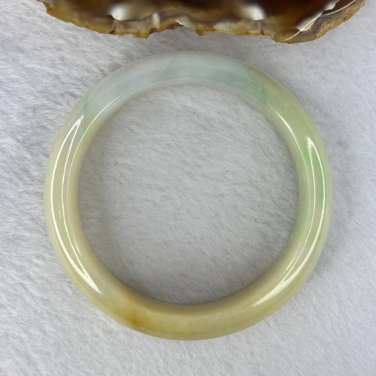 Type A Yellow Green Lavender Jadeite Bangle 69.12g 17.0 by 7.9mm Internal Diameter 55.4mm (Close to Perfect) - Huangs Jadeite and Jewelry Pte Ltd