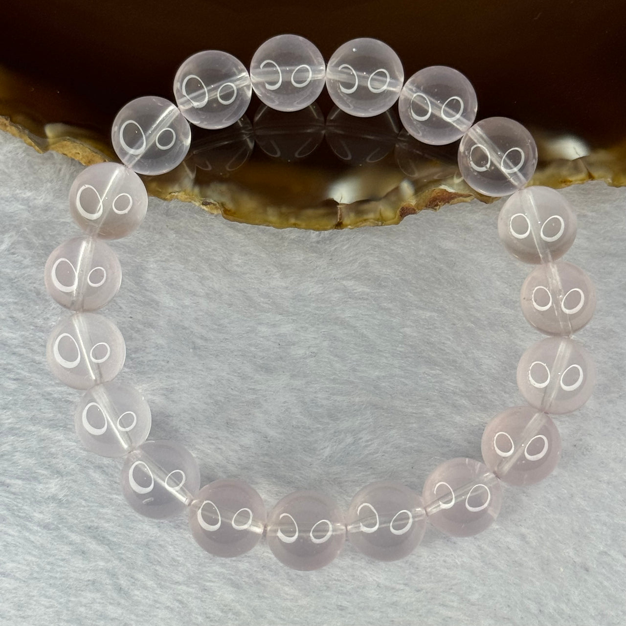 Natural Rose Quartz Beads Bracelet 天然玫瑰石英珠手链 32.98g 17cm 10.9mm 19 Beads