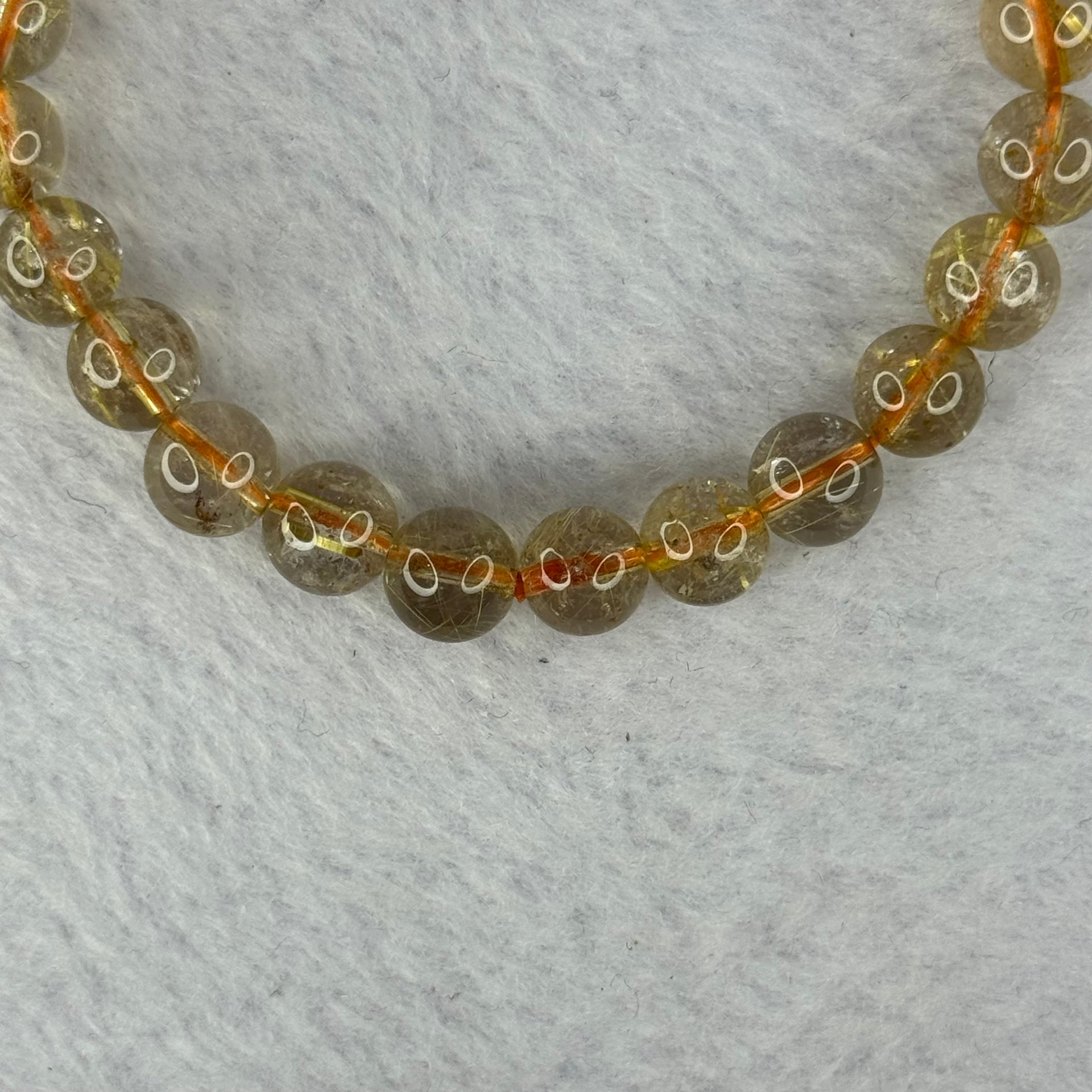 Natural Golden Rutilated Quartz Beads 天然金发水晶手链 14.86g 15cm 7.8mm 24 Beads - Huangs Jadeite and Jewelry Pte Ltd