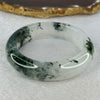 Transparent Colourless with Moss Green Piao Hua Sodium Feldspar Jade Bangle 水沫玉手镯 Internal Diameter 54.3mm 62.59g 16.2 by 9.9mm