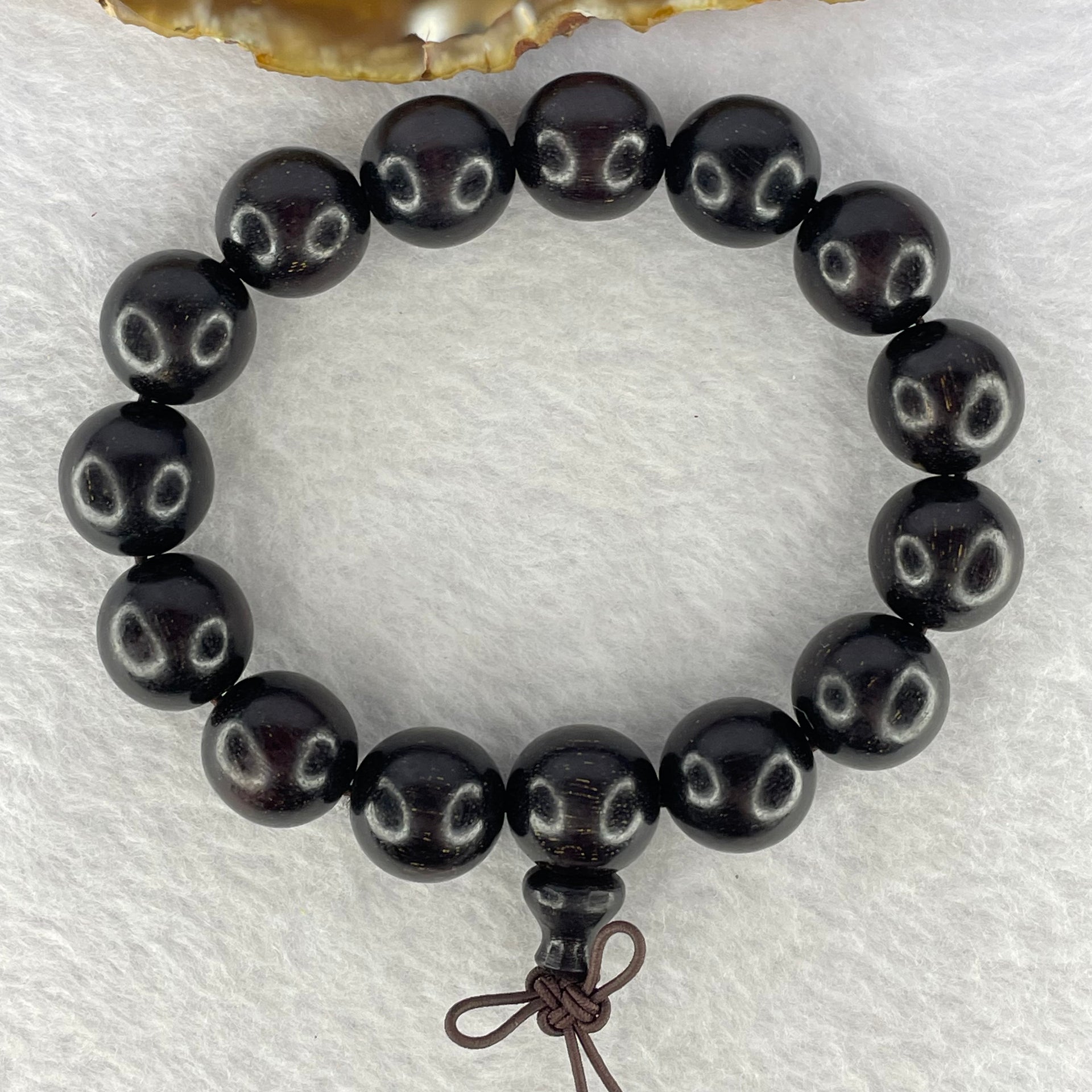 Natural India Zitan Sandalwood 小叶字檀木 Beads Bracelet Sinking Type 27.89g 14.7 mm 15 Beads - Huangs Jadeite and Jewelry Pte Ltd