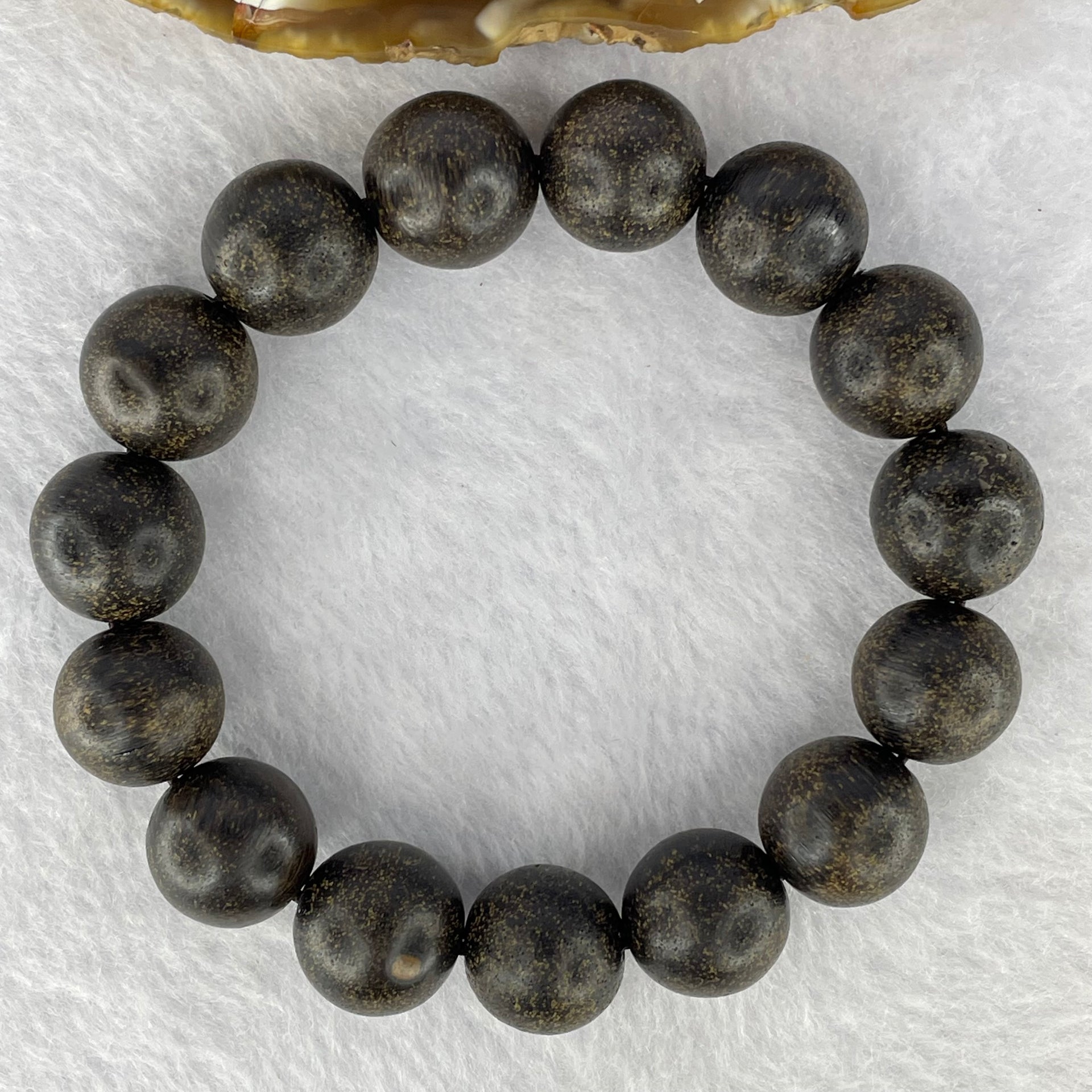 Natural Old Wild Indonesia Agarwood Beads Bracelet (Sinking Type) 天然老野生印尼沉香珠手链  23.07g 13.9 mm 15 Beads - Huangs Jadeite and Jewelry Pte Ltd