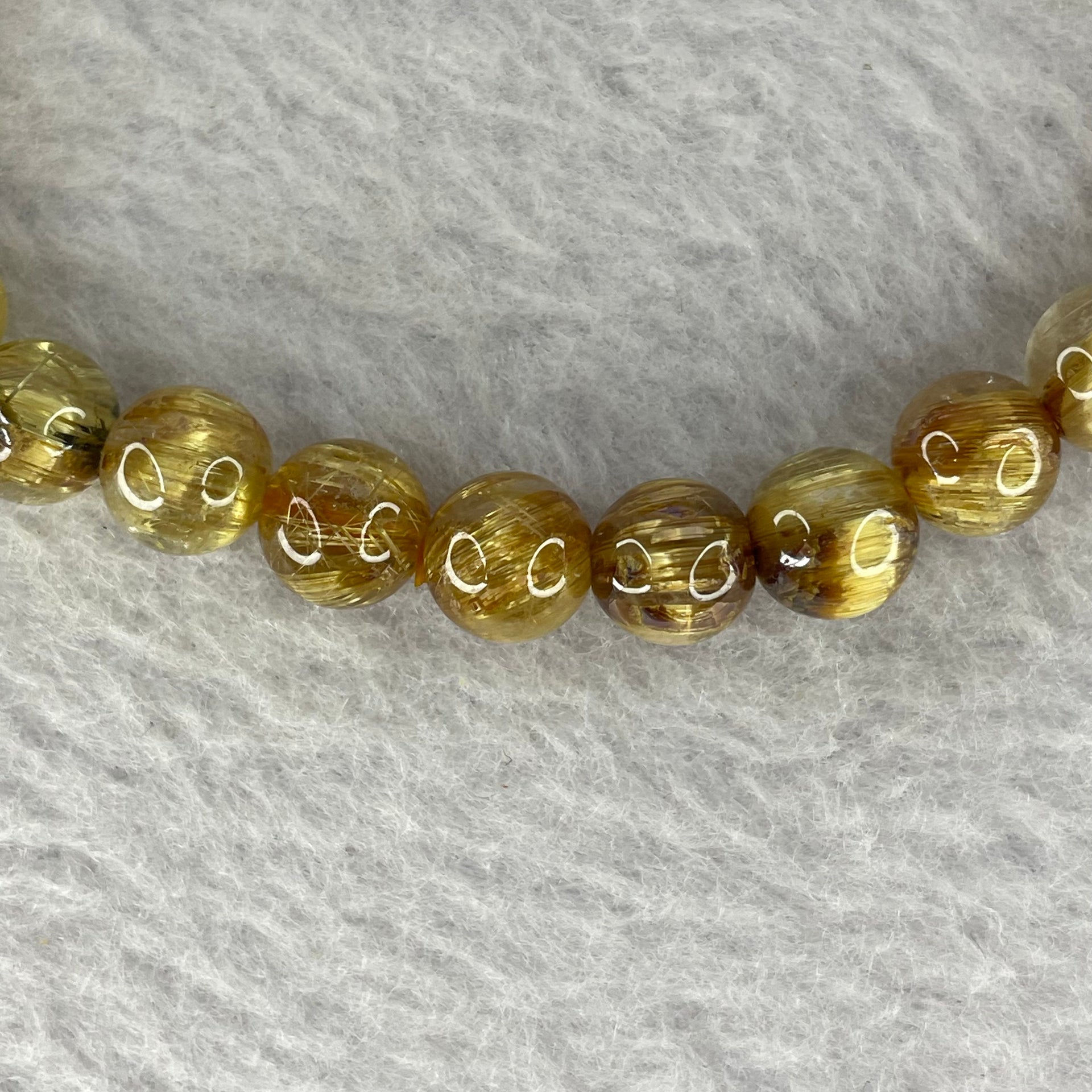 High Quality Natural Golden Rutilated Quartz Bracelet 顺发金手链 16.37g 7.8 mm 24 Beads - Huangs Jadeite and Jewelry Pte Ltd