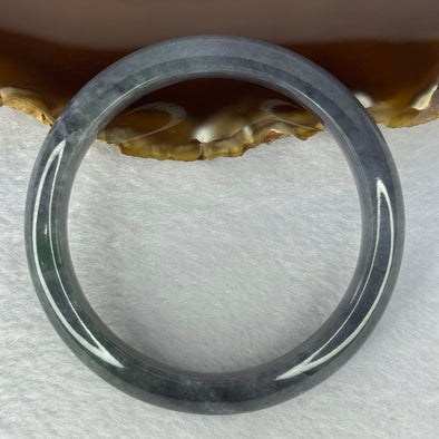 Type A Translucent Grey Wuji with  Green Piao Hua Jadeite Bangle Internal Diameter 58.4mm 67.86g 15.1 by 8.7mm (Very Slight Internal Line)