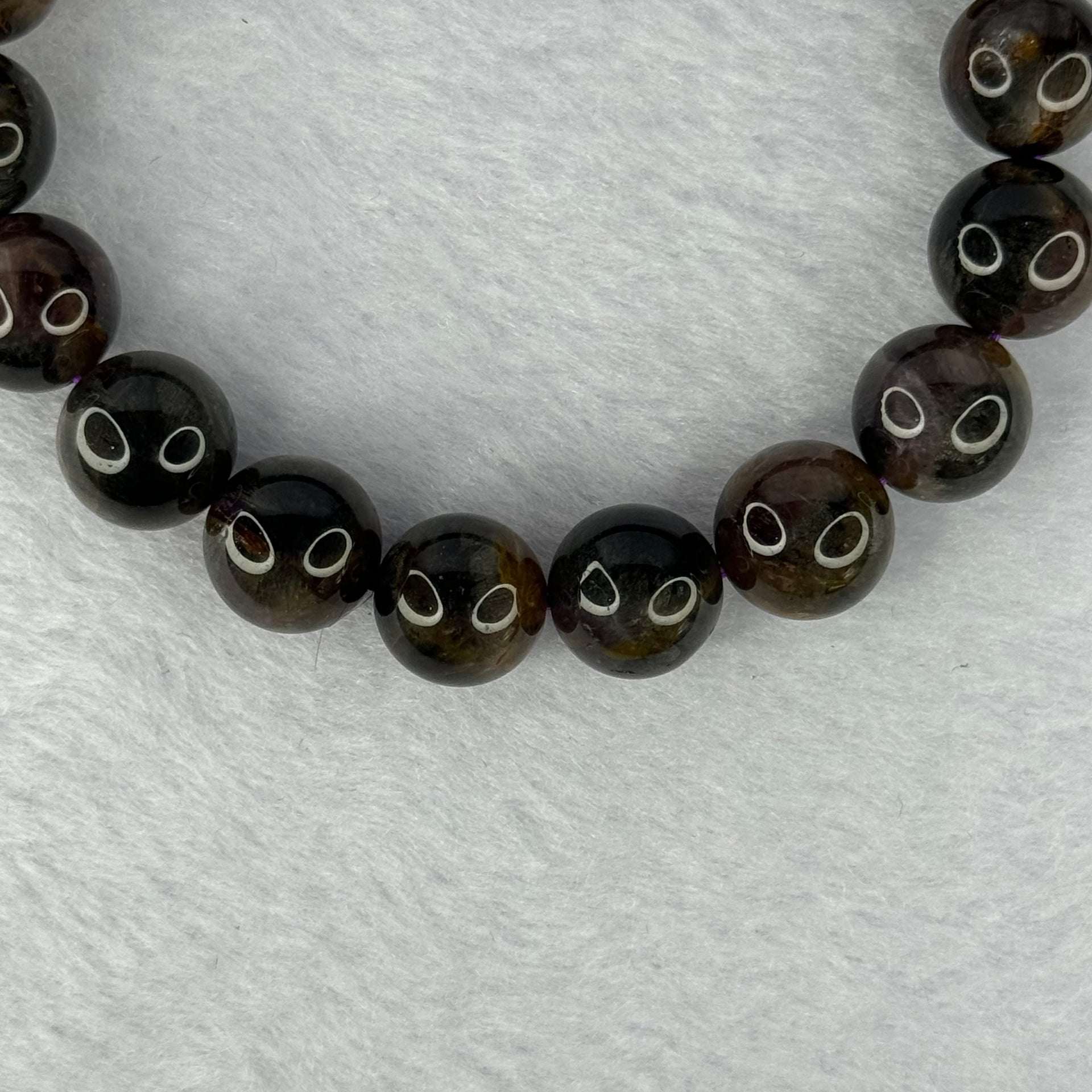 Natural Black Auralite 23 Bracelet 天然黑激光23手链 35.22g 17.5cm 11.4mm 18 Beads - Huangs Jadeite and Jewelry Pte Ltd