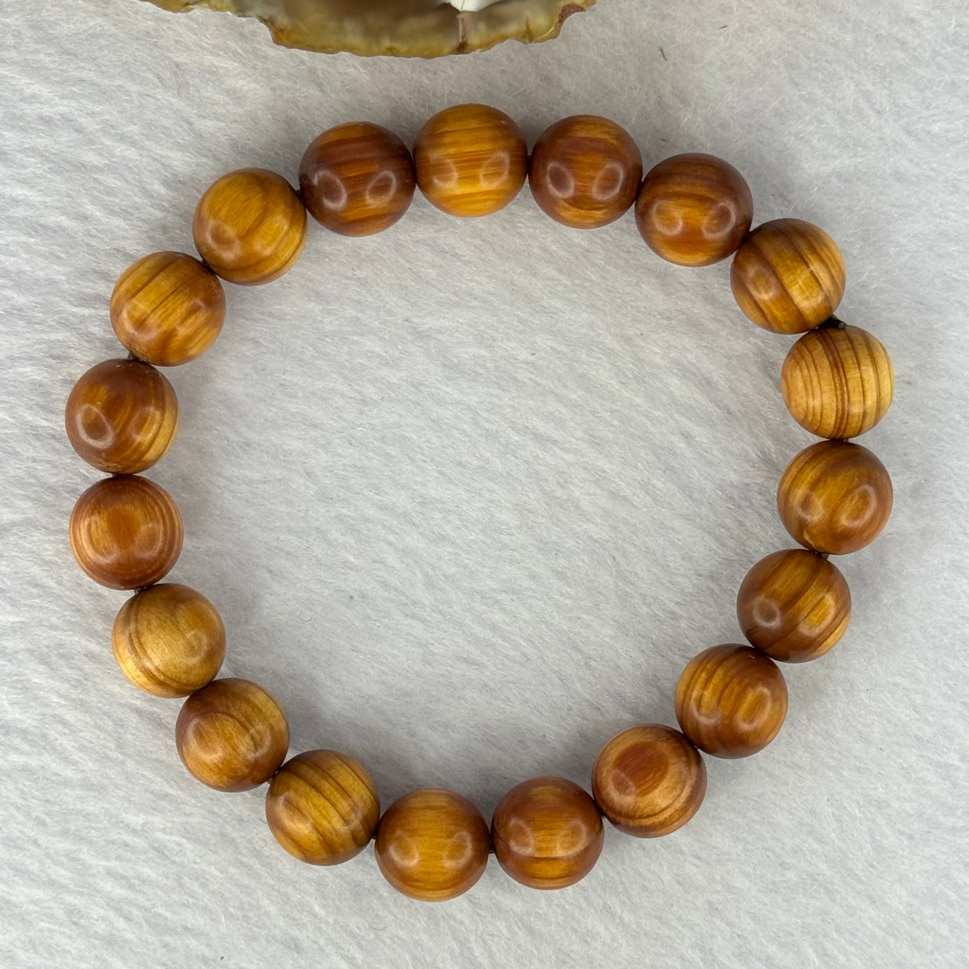 Natural Old Yabai Thuja Wood Beads Bracelet 老树崖柏手链 9.88g 16.5cm 10.2mm 19 Beads - Huangs Jadeite and Jewelry Pte Ltd