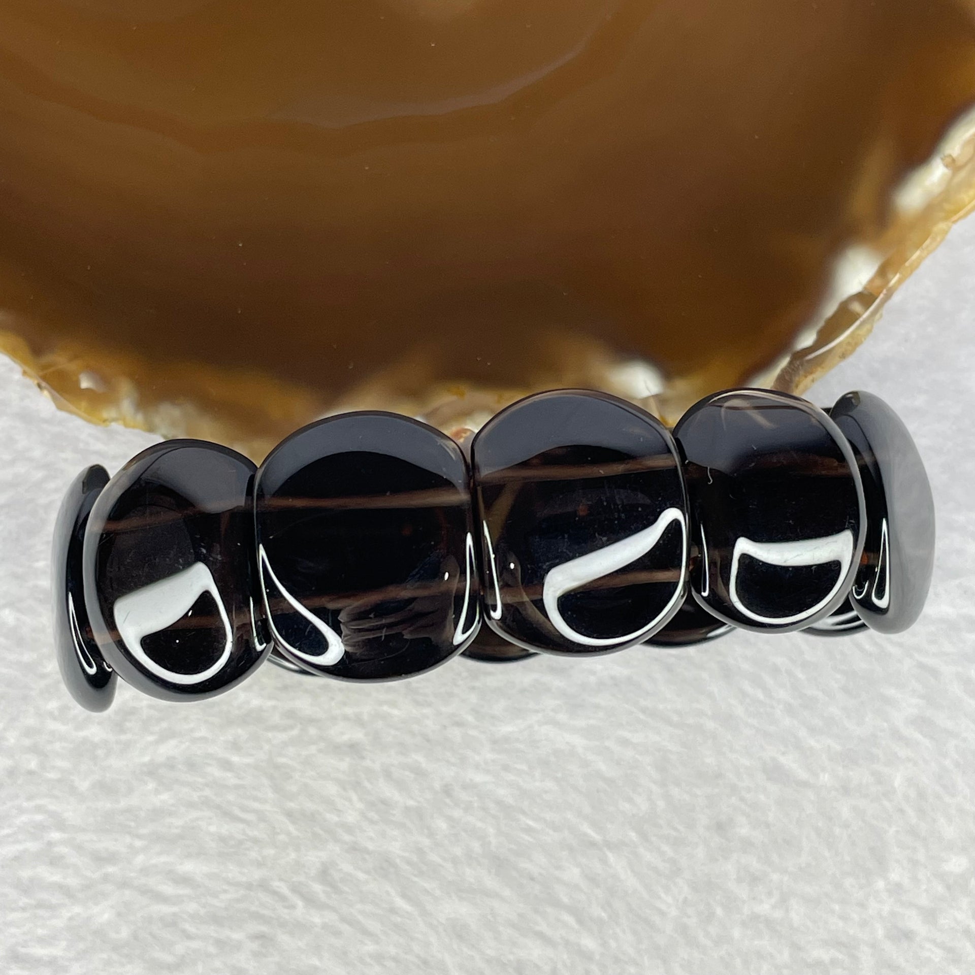 Natural Smoky Quartz Bracelet 52.56g 18.5cm 23.1 by 19.6 by 5.9mm 11 Pcs - Huangs Jadeite and Jewelry Pte Ltd