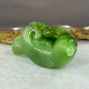 Natural Bright Green Nephrite Bird Display 28.05g 50.9 by 17.8 by 25.6mm - Huangs Jadeite and Jewelry Pte Ltd