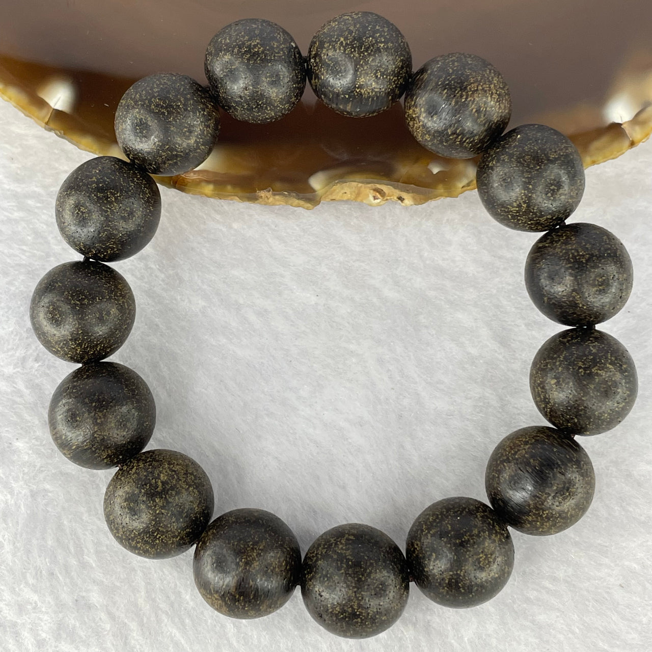 Natural Old Wild Indonesia Agarwood Beads Bracelet (Sinking Type) 天然老野生印尼沉香珠手链 22.75g 18 cm / 13.8 mm 15 Beads - Huangs Jadeite and Jewelry Pte Ltd