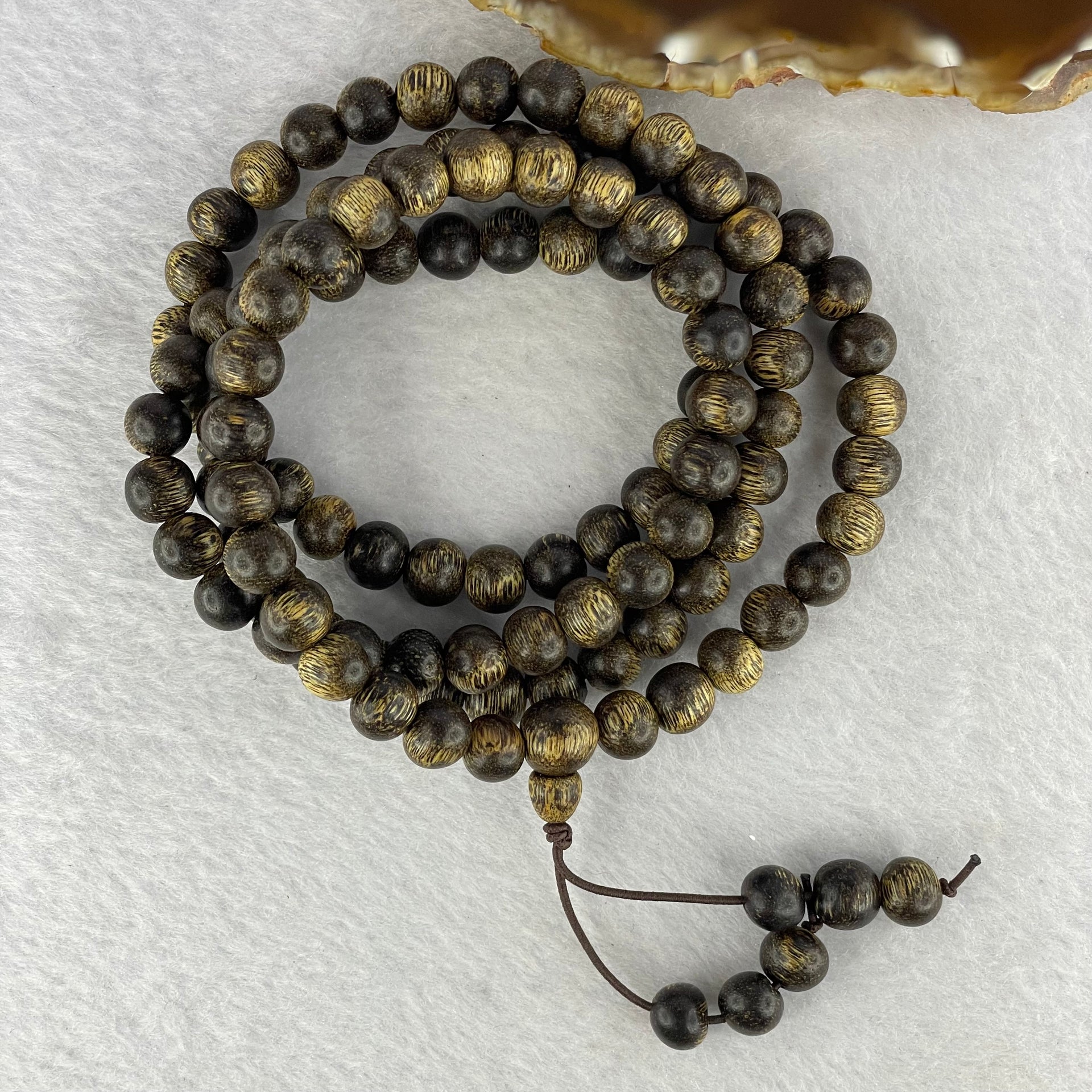 Natural Wild Vietnam Lu Qi Nan Agarwood Beads Necklace 天然野生越南鹿其南沉香珠项链 31.50g 8.7 mm 108 +6 Beads - Huangs Jadeite and Jewelry Pte Ltd