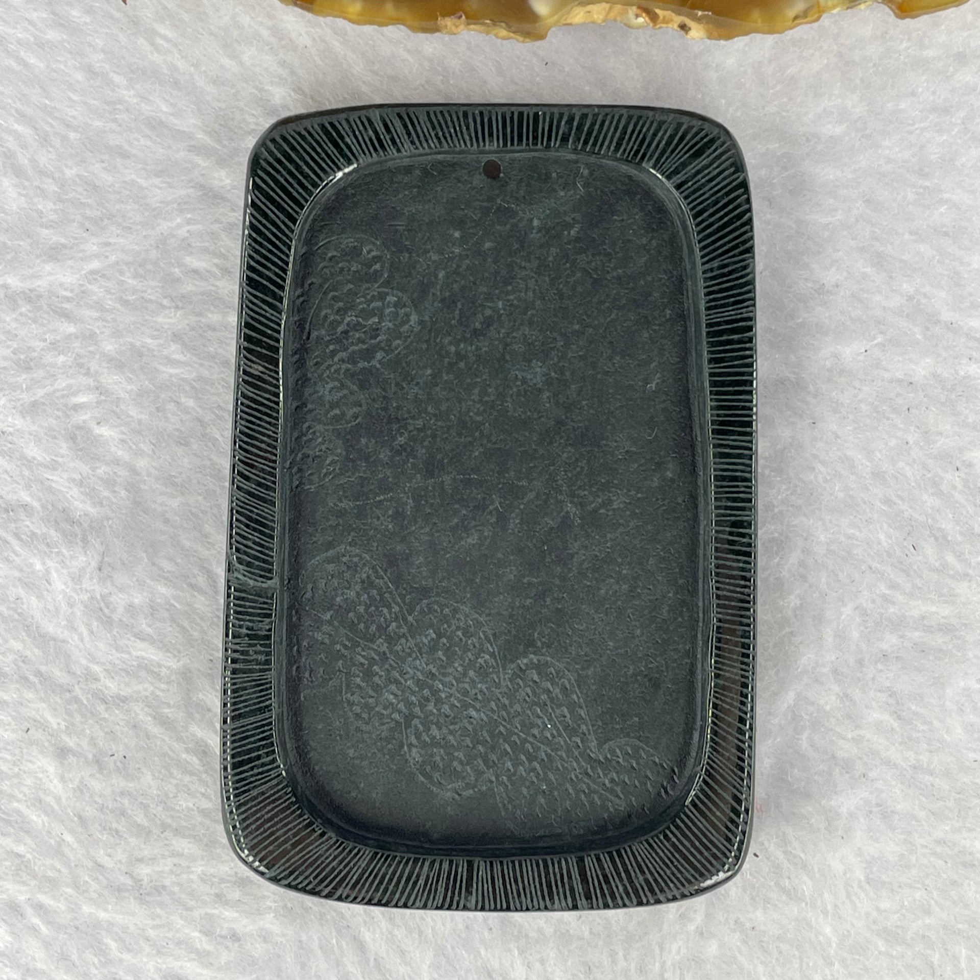 Type A Partial Translucent Black Omphasite Jadeite Guan Gong with Dragon Pendent A货部分半透明黑色绿辉石翡翠关公龙吊坠 35.15g 66.6 by 44.6 by 7.4 mm - Huangs Jadeite and Jewelry Pte Ltd