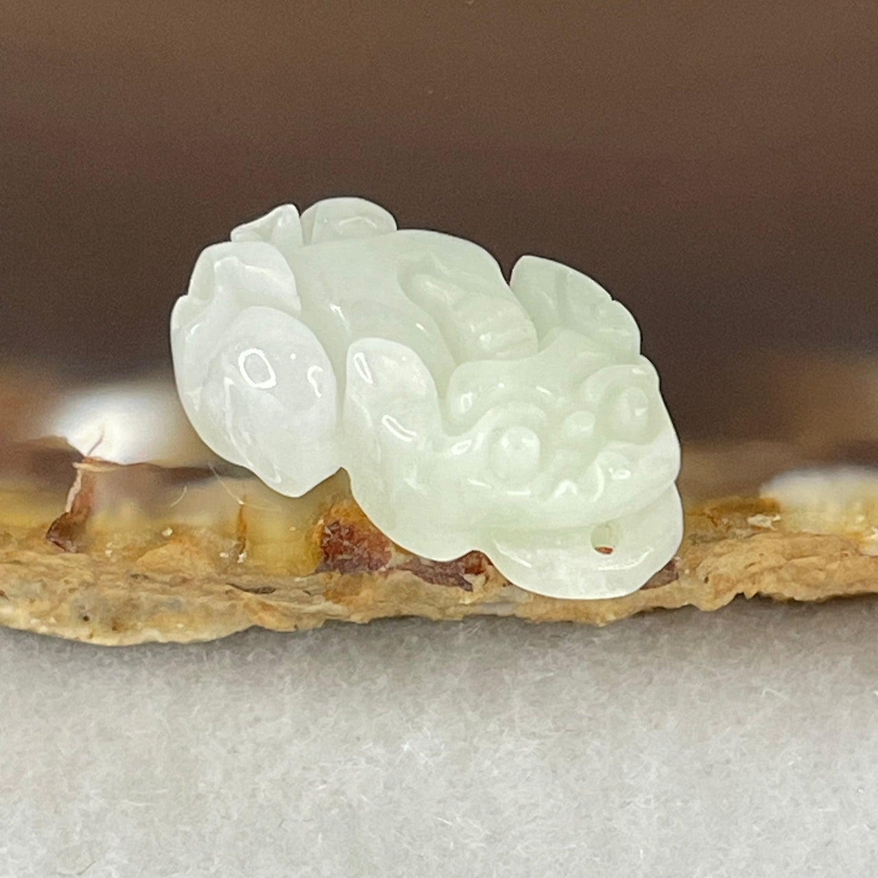 Type A Faint Green Lavender Jadeite Pixiu Charm 2.69g 19.4 by 11.3 by 6.4mm