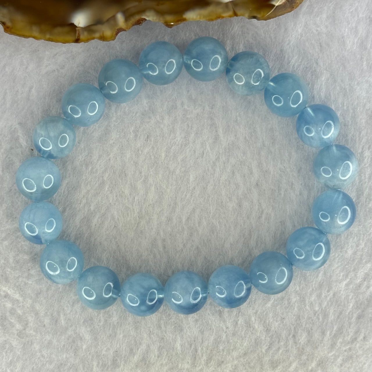 Natural Aquamarine Beads Bracelet 28.49g 16.5cm 10.3mm 19 Beads