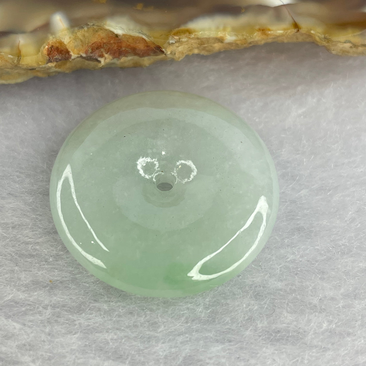 Type A Faint Green Lavender Jadeite Ping An Kou Donut 平安扣 Pendant 7.02g 24.6 by 5.6mm - Huangs Jadeite and Jewelry Pte Ltd