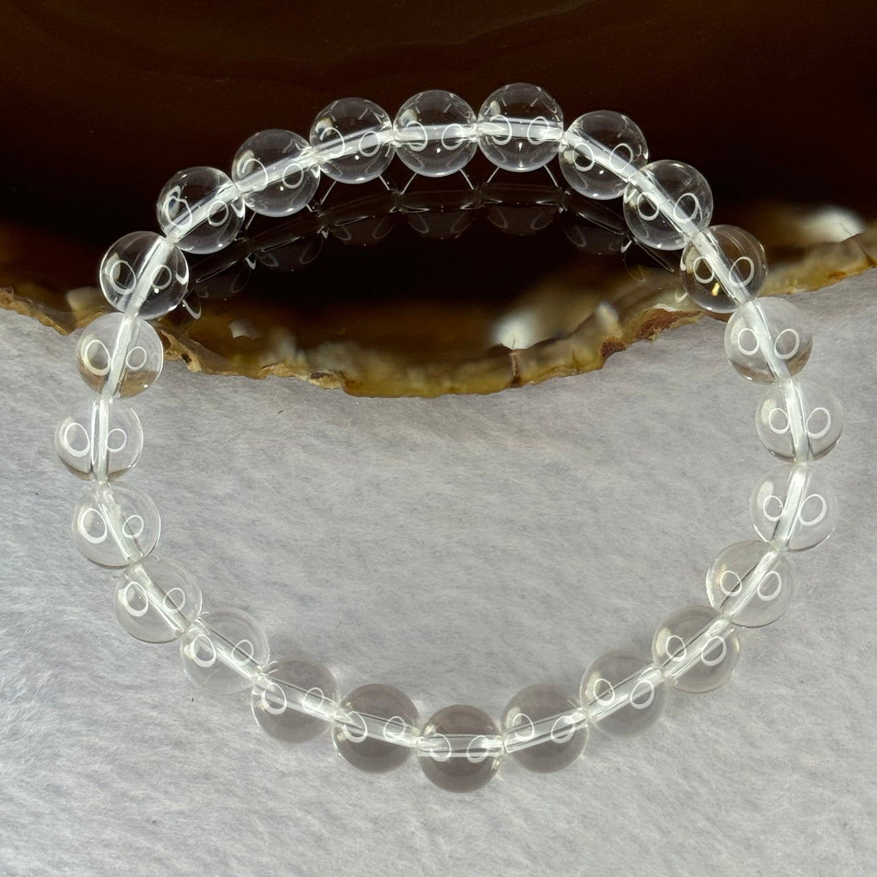 Natural Clear Quartz Bracelet 天然白水晶手链 18.55g 16.5cm 8.4mm 24 Beads