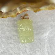 Natural Yellow Nephrite 和田玉  Tiger in 925 Silver Clasp (Rose Gold Plated) 3.06g 16.5 by 10.6 by 9.6mm - Huangs Jadeite and Jewelry Pte Ltd