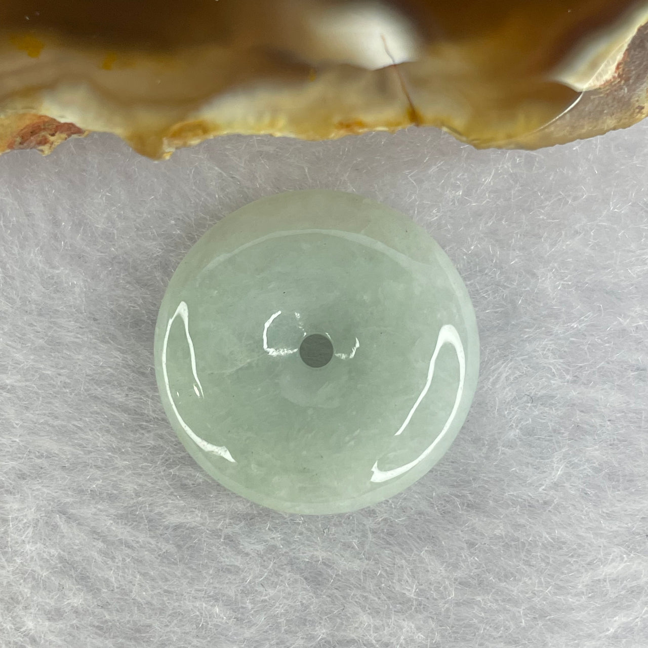 Type A Faint Green Lavender Jadeite Ping An Kou Donut 平安扣 Pendant 3.83g 19.9 by 5.0mm - Huangs Jadeite and Jewelry Pte Ltd