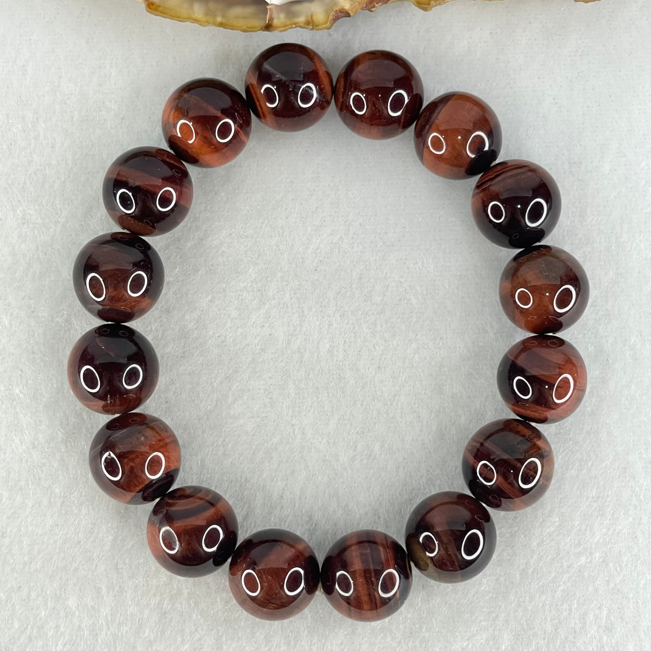 Natural Red Tiger Eye Quartz Beads Bracelet 39.26g 16.5cm 12.1mm 16 Beads