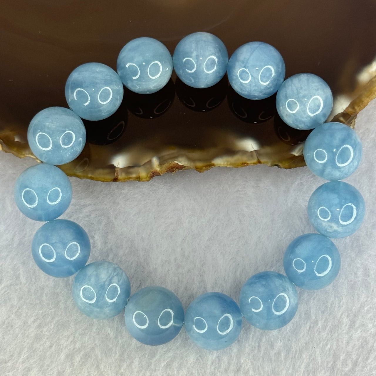 Natural Aquamarine Beads Bracelet 60.41g 18cm 14.4mm 15 Beads