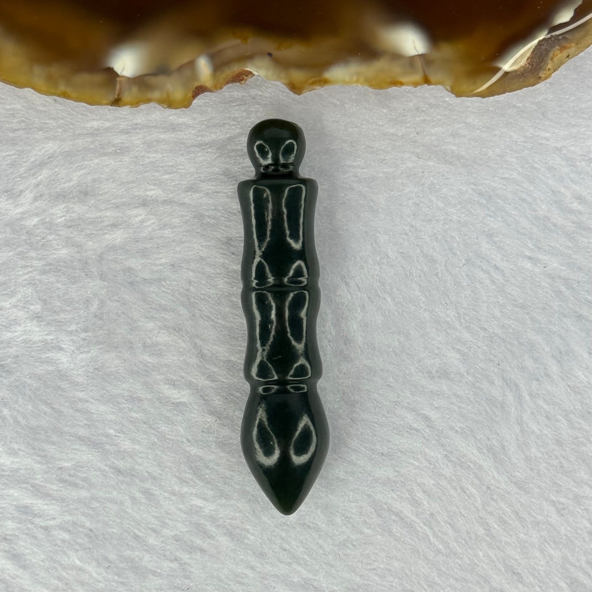 Natural Dark Green Nephrite Calligraphy Brush Pendent for Academic Success 和田玉毛笔牌 8.86g 47.6 by 10.5mm - Huangs Jadeite and Jewelry Pte Ltd