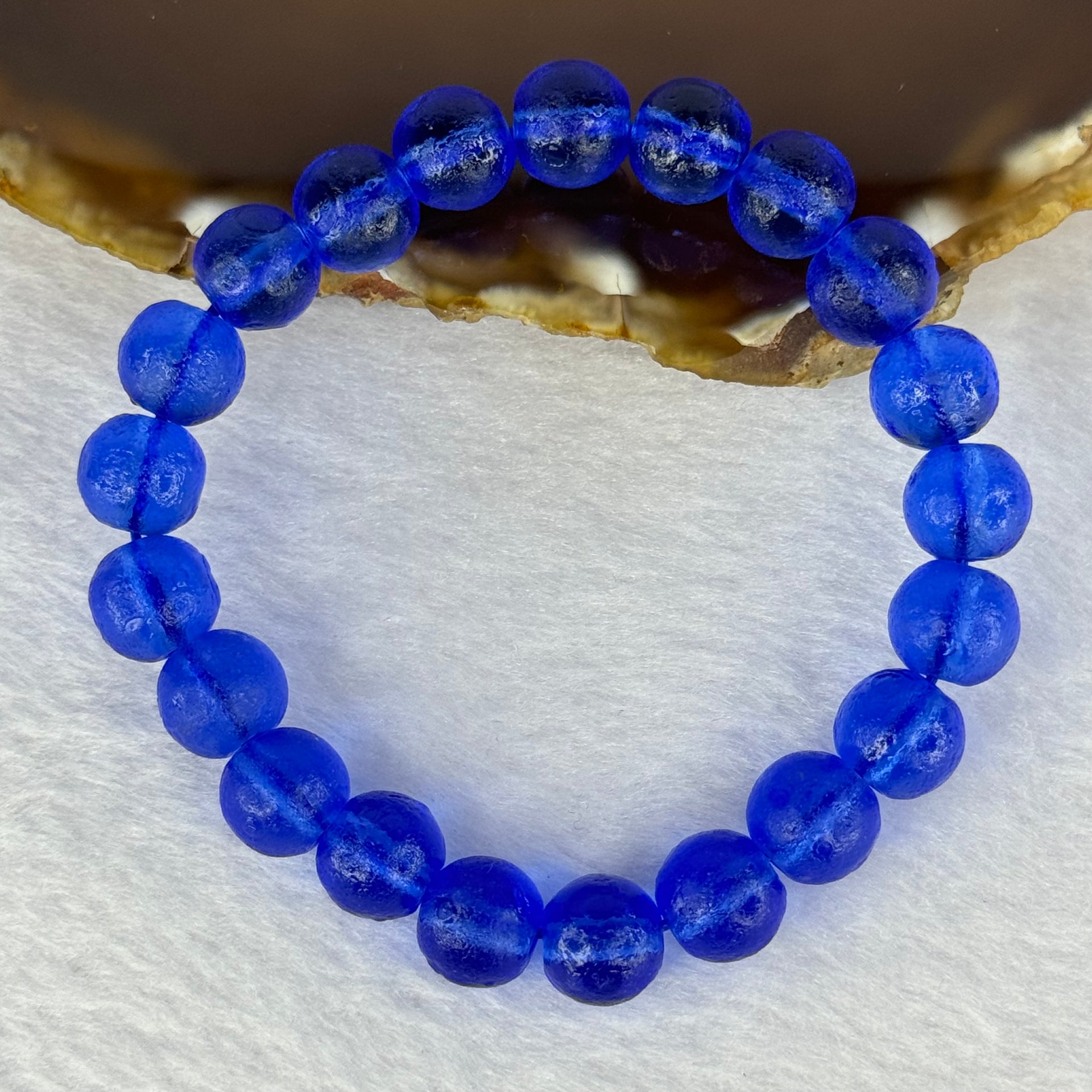 Blue Luili Bracelet 24.42g 16.5cm 10.2mm 21 Beads - Huangs Jadeite and Jewelry Pte Ltd